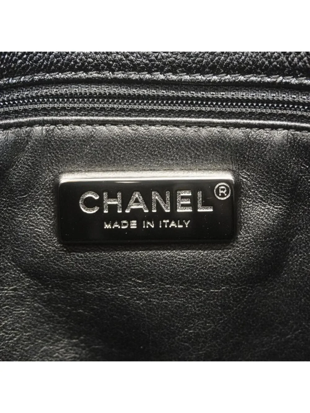 Chanel Chain Tote Leather Black Silver